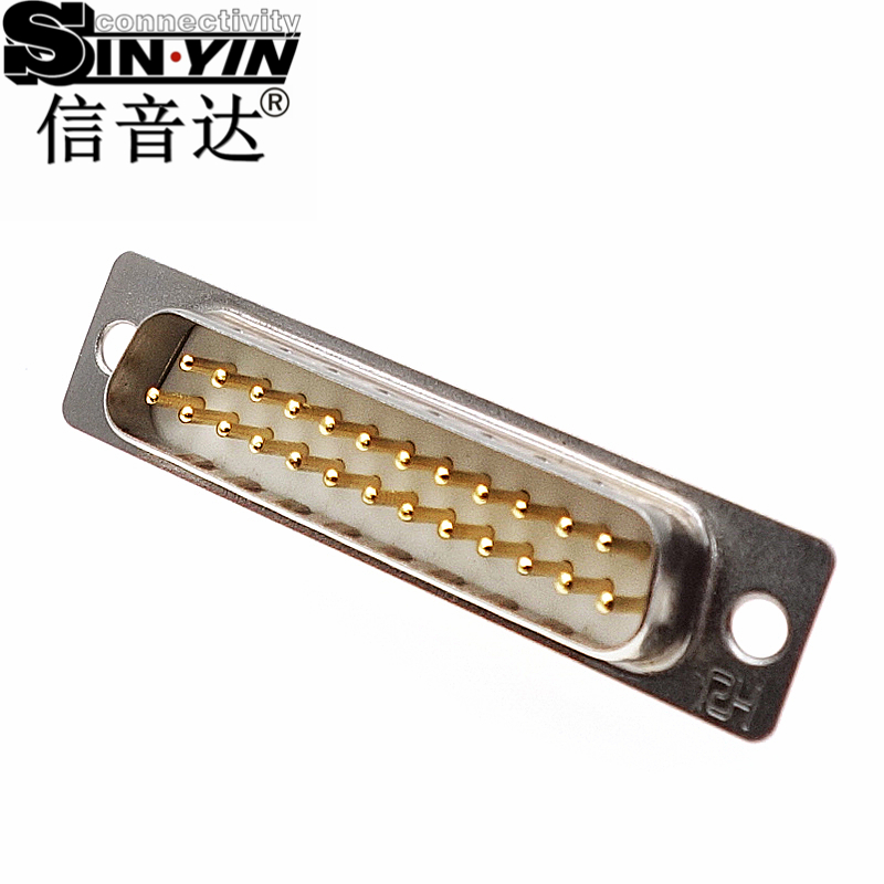 SYCDB25M 25Pin 180度DB25公座连接器（全镀金实心针/焊线式/并口多路串口插座/工业级D-SUB/支持3D模型/免费打样）