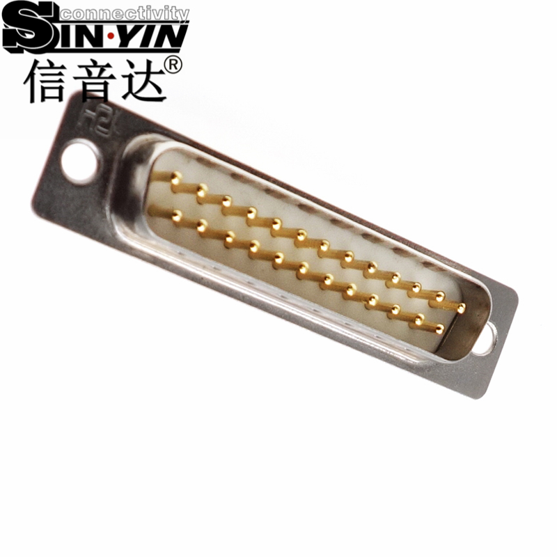 SYCDB25M 25Pin 180度DB25公座连接器（全镀金实心针/焊线式/并口多路串口插座/工业级D-SUB/支持3D模型/免费打样）-3