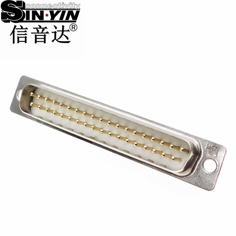 SYCDB37M 37Pin 180度DB37公座连接器（全镀金实心针/焊线式/多路串口控制插座/工业级D-SUB/支持3D模型/免费打样）
