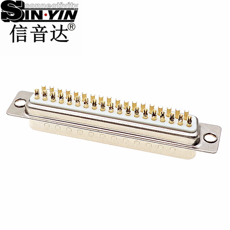 SYCDB37M 37Pin 180度DB37公座连接器（全镀金实心针/焊线式/多路串口控制插座/工业级D-SUB/支持3D模型/免费打样）-4