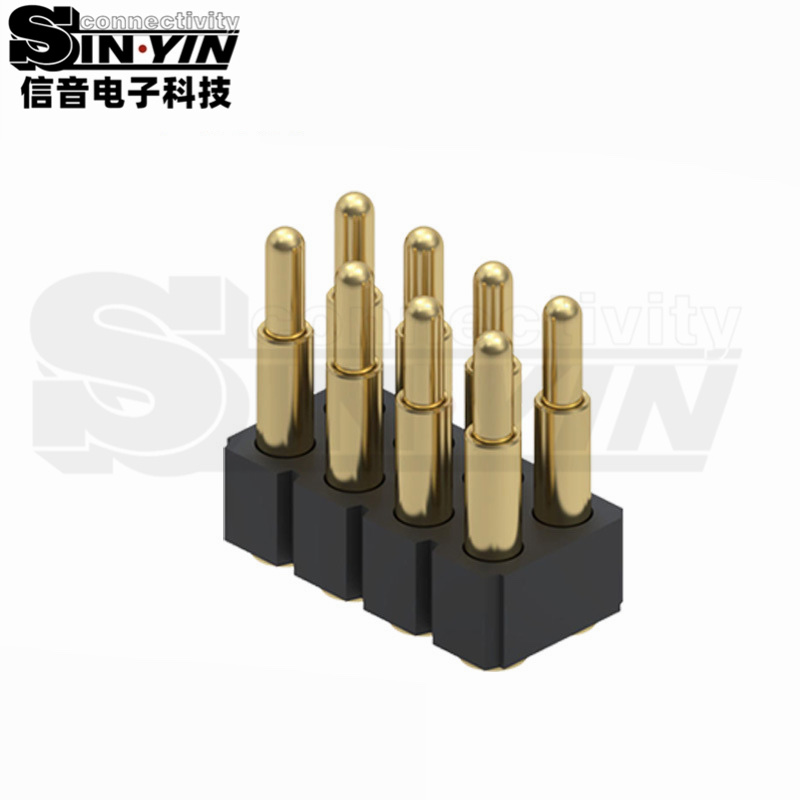 8Pin双排Pogo Pin弹簧针连接器｜适合控制板、测试治具和需要增加触点数量的板间连接
