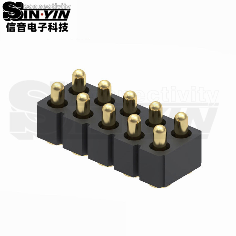 10Pin双排Pogo Pin弹簧针连接器｜适合控制板、测试治具和需要增加触点数量的板间连接