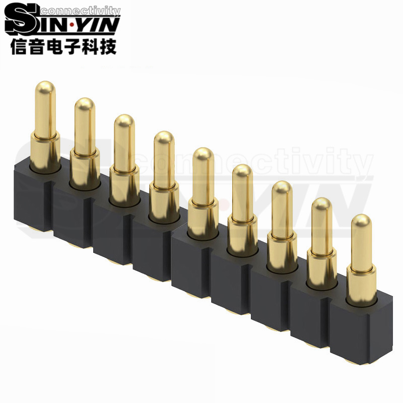 9Pin单排Pogo Pin弹簧针连接器｜适合小型设备、便携终端和空间受限的单列触点连接