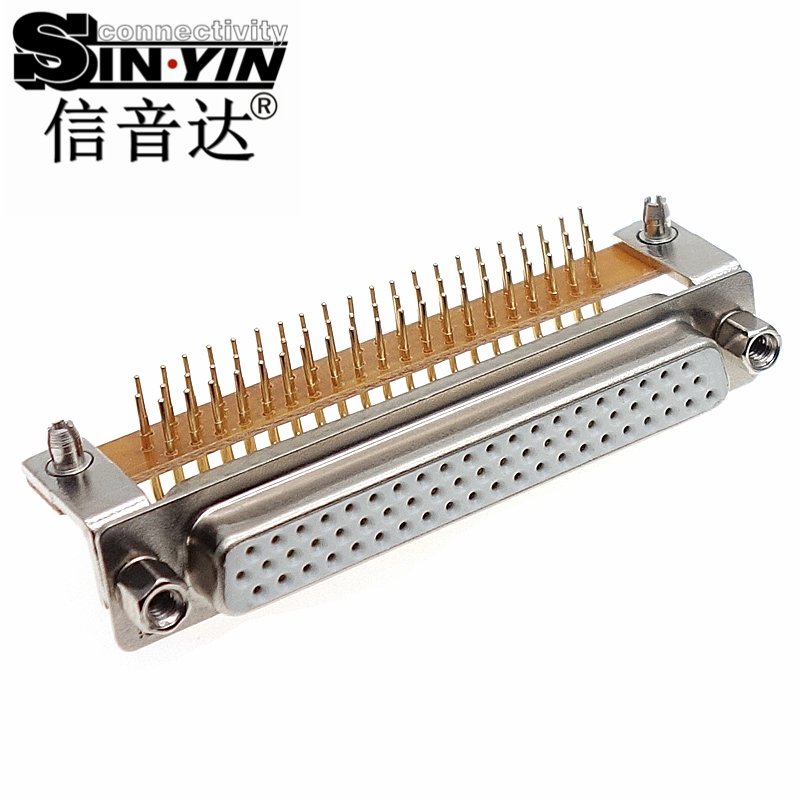 SYCHDR62F 62Pin HDR62 D-SUB母座 90°弯脚｜适合工业控制、机柜接口和多路信号汇接，弯脚方向便于机内侧向走线和面板空间优化