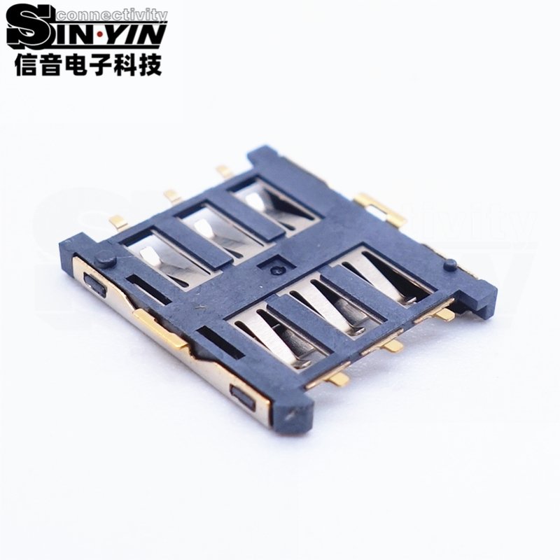 Micro SIM卡座 6Pin 贴片安装｜物联网终端、可穿戴设备和小型通信模组卡槽接口-3