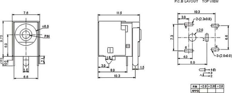 DC-036A DC电源插座 贴片安装｜紧凑设备电源输入接口-9