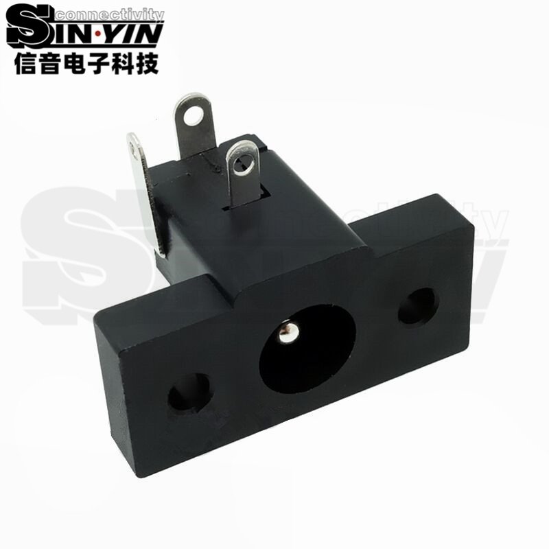 DC-020双孔前框电源插座｜23mm宽、向下出脚布局-4