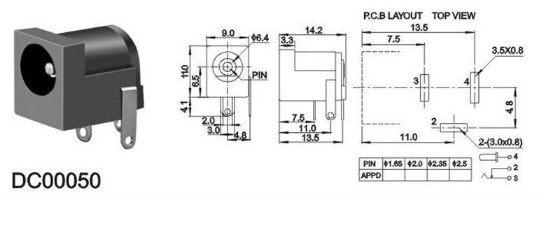 DC-005 DC电源插座 卧式PCB安装卧式PCB安装 DC电源插座｜直流电源输入连接器-4